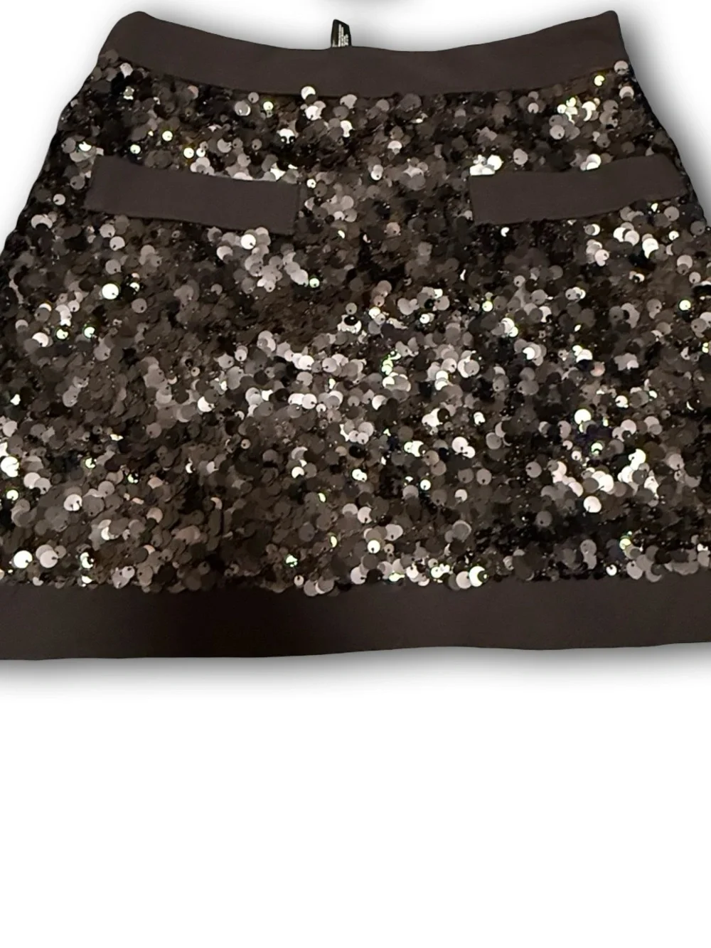Aqua Black Sequin Mini Skirt